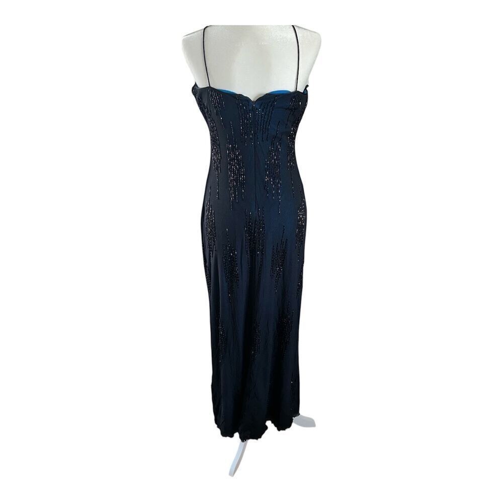 Vintage beaded black and blue gown sz 8 - Picture 2 of 8